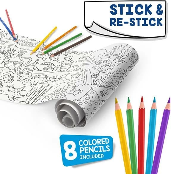 Letër ngjitëse Carioca me dizajne deti, për fëmijë, 198x30cm, me 8 lapsa me ngjyra