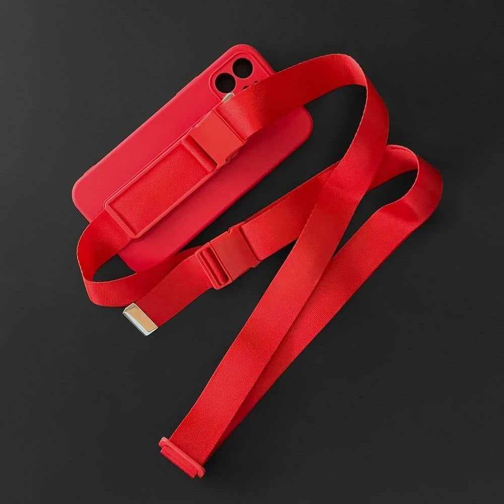 Mbështjellës Hurtel Rope Case për Xiaomi Redmi Note 11 Pro, silikon, me rrip, Kuq