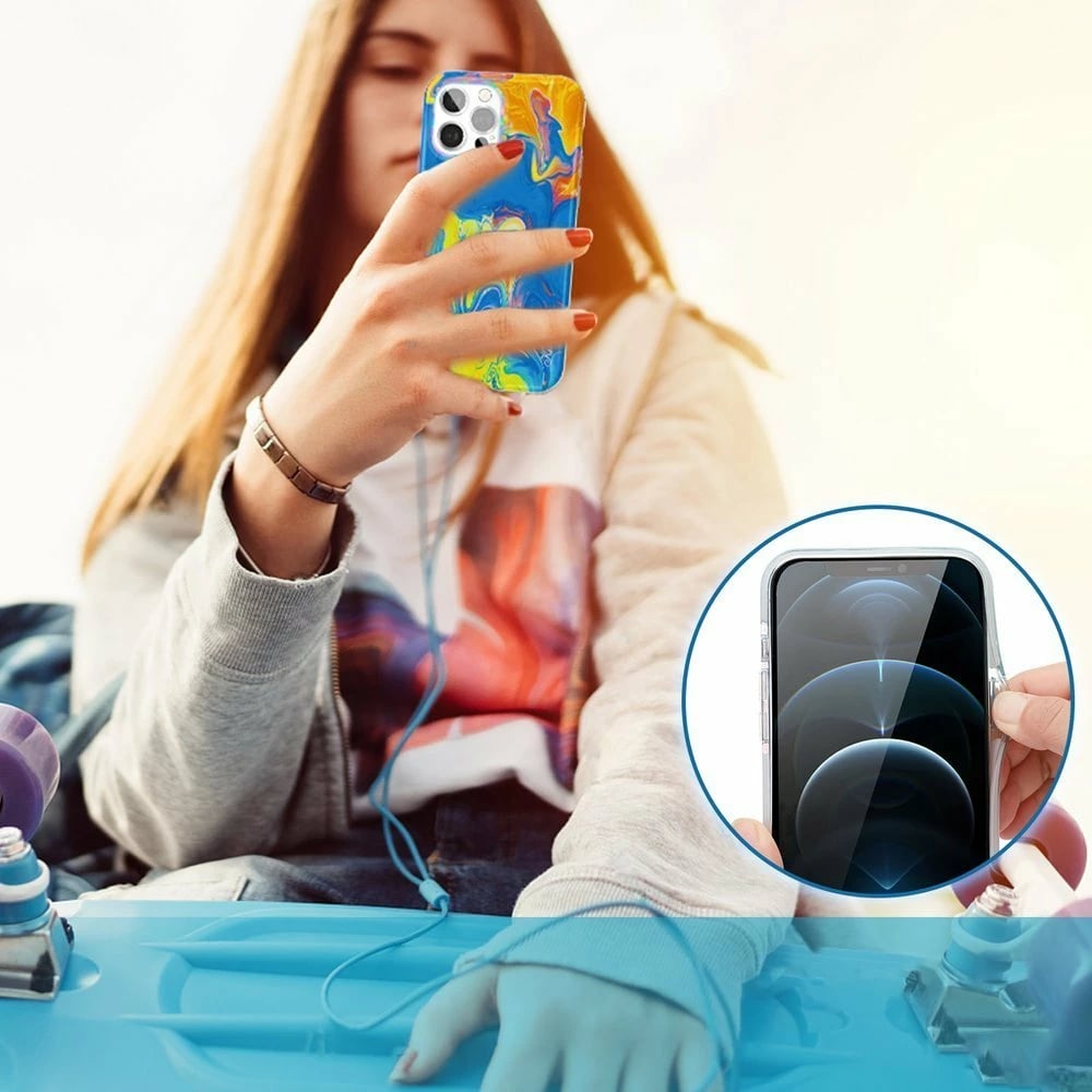 Mbështjellës Kingxbar Watercolor Series për iPhone 12 Pro Max, verdhë/blu