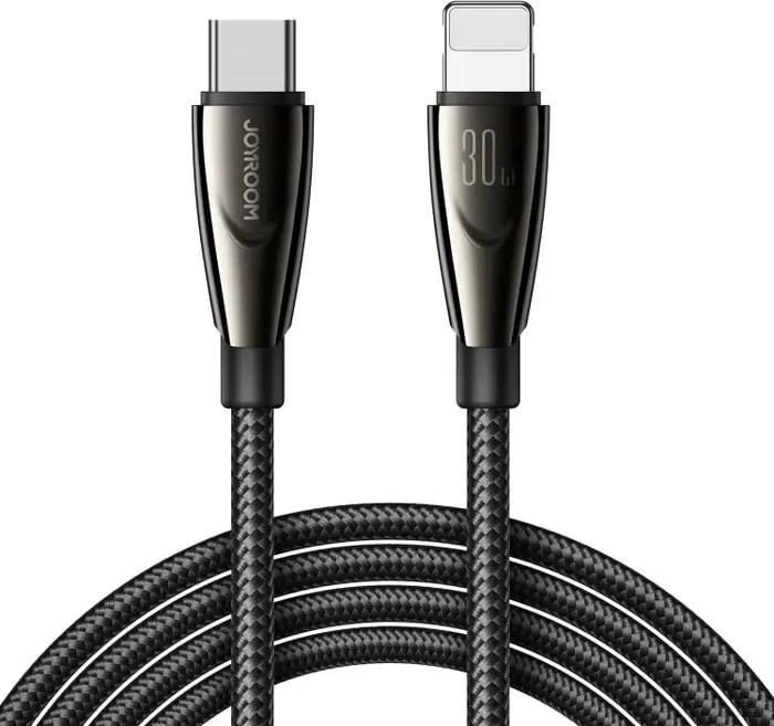 Kabllo Joyroom Pioneer Series SA31-CL3 USB-C në Lightning, 1.2m, 30W, e zezë