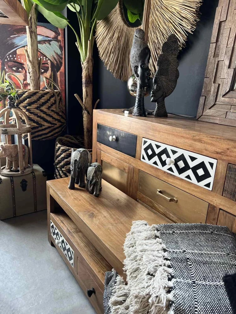 Figurë dekorative Jabari, polirezine, e zezë-kafe, 15x5x42 cm