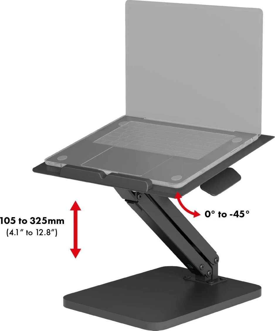Mbajtës tavoline Maclean MC-493 për monitor ose laptop, rregullim lartësie, gas spring, i zi