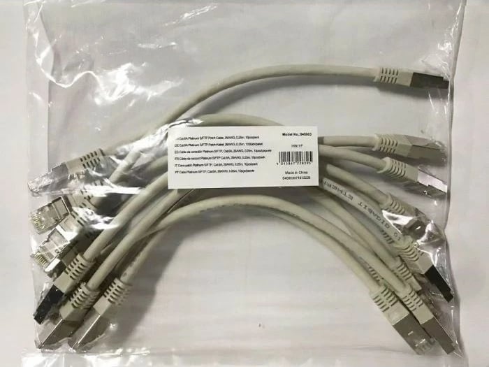 Kabllo rrjeti Cat6a Equip S/FTP, 0.25m, set 10 copë, gri