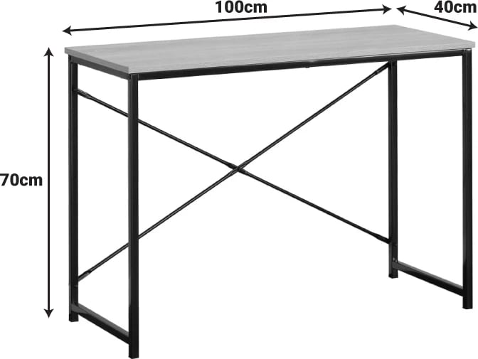 Tavolinë pune Bailon, ngjyrë lisi me metal të zi, 100x40x70cm
