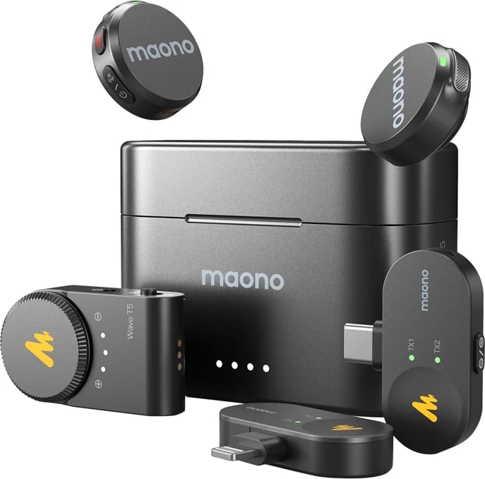 Mikrofon wireless Maono WM650 A3 me dy transmetues dhe tre marrës, me kuti karikimi, i zi Mikrofon wireless Maono WM650 A3 me dy transmetues dhe tre marrës, me kuti karikimi, i zi