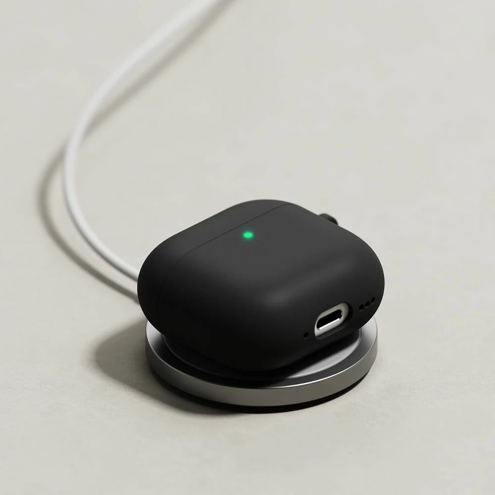 Mbështjellës silikoni Ringke për Apple AirPods 4, i zi, me karabinë