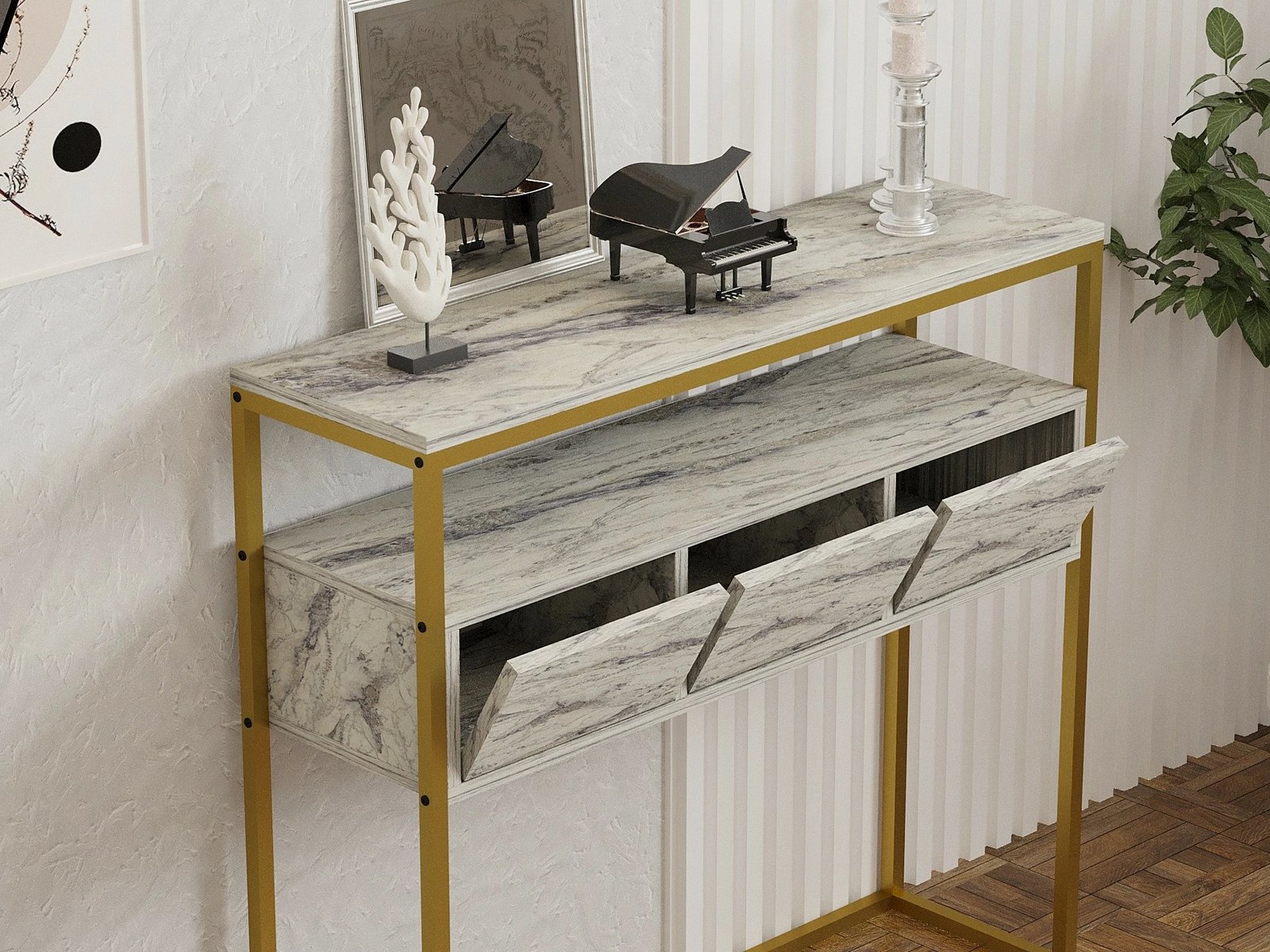 Konsol Hanah Home, ngjyrë Freesia Marble