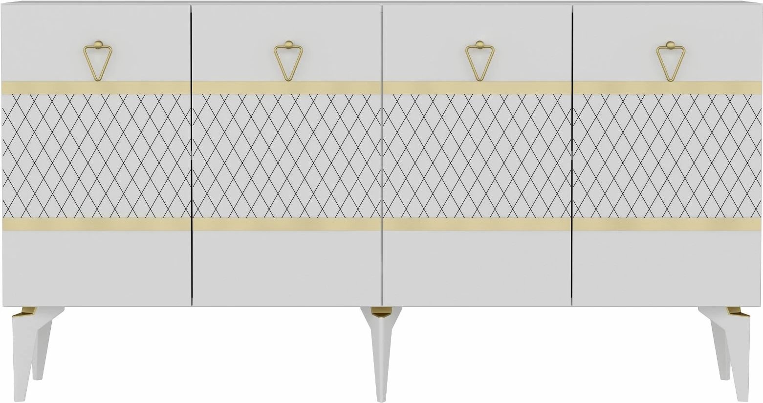 Konsol Skye Decor, e bardhë, ari