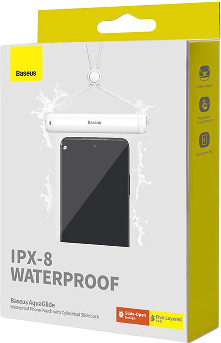 Mbështjellës Baseus AquaGlide BS-PC030 për telefon, IPX8, i bardhë