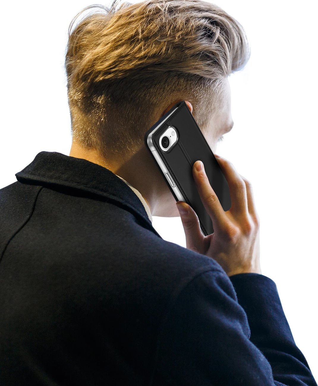 Mbështjellës Dux Ducis Skin Pro për iPhone 16e, me xhep për kartela, me kapak, e zezë