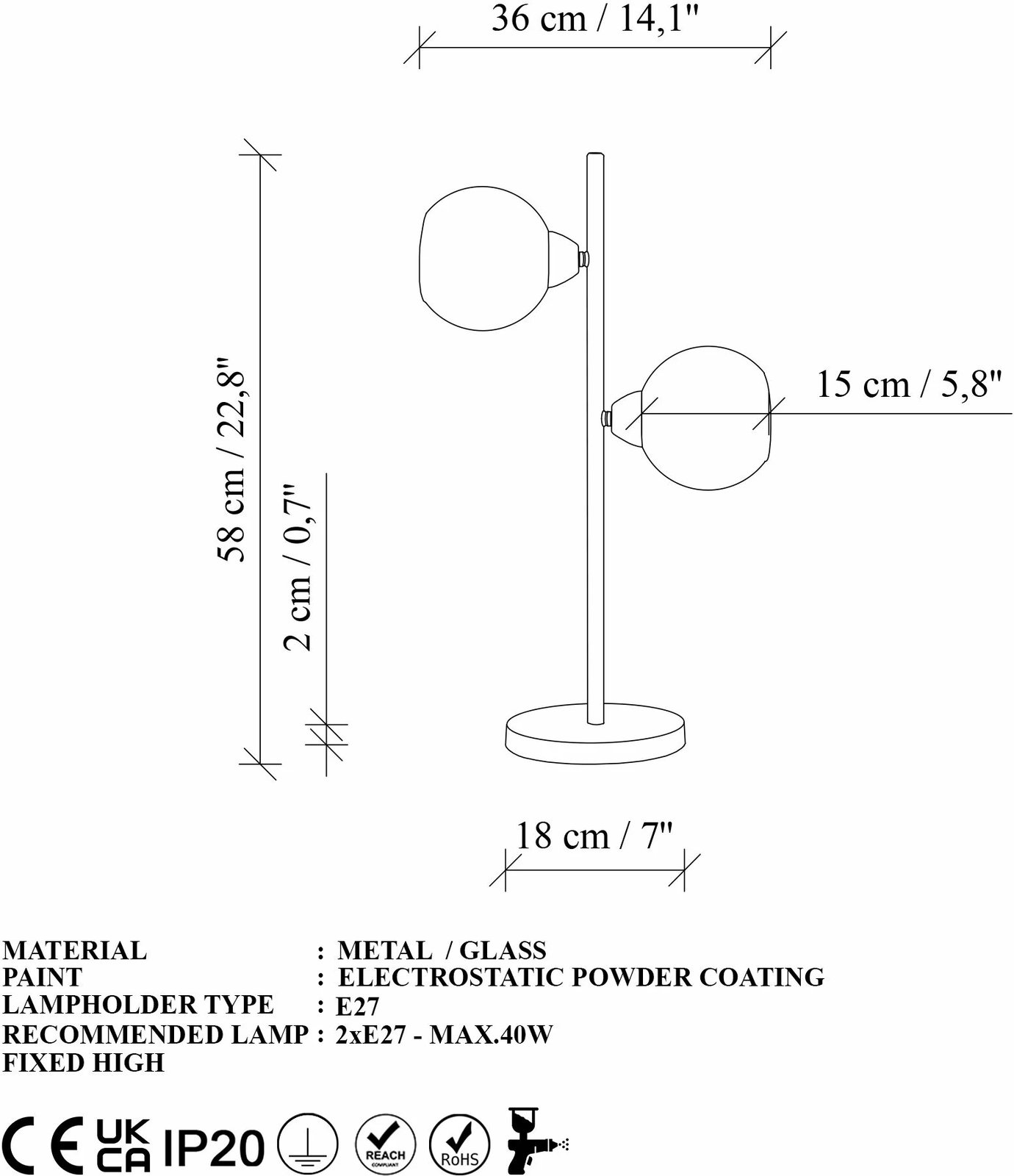 Llambë tavoline Opviq, Benek - 15 - 14564, metal e xham, ngjyrë e verdhë dhe ari
