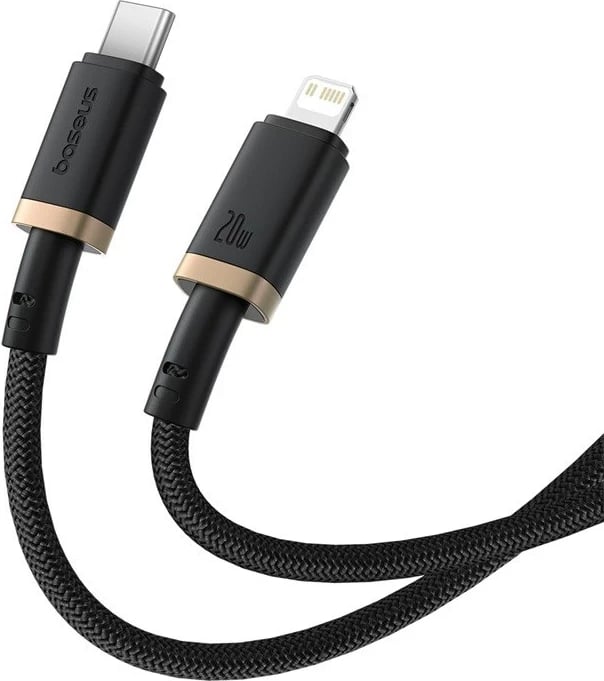 Kabllo karikimi e shpejtë Baseus Dura Type C për iP, 20 W, 2 m, E zezë, Ari