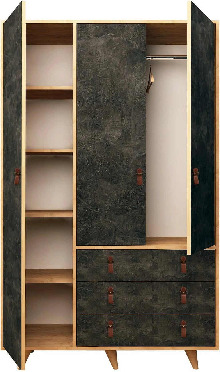 Dollap Hanah Home, Chunky, ngjyrë lis dhe gri e errët, 120x187x52cm