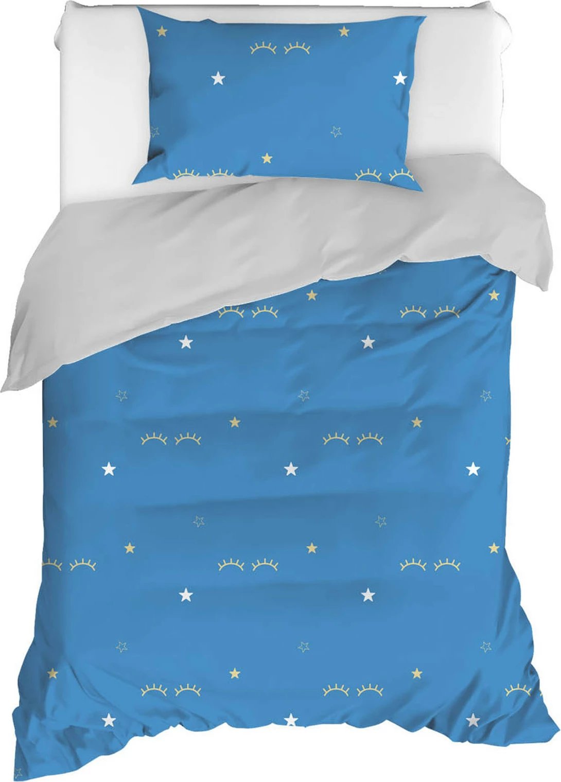 Set mbulesë jorgan për teke XXL, ngjyrë kaltër, gri, verdhë, L'essentiel, Dide