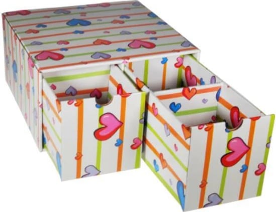 Kutia Next me 2 sirtarë, dizajn zemrash, H15.5x30.5x29.7cm