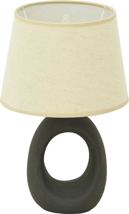 Llambë tavoline Collie, qeramikë e zezë, abazhur bezhë, E14, 18x29cm