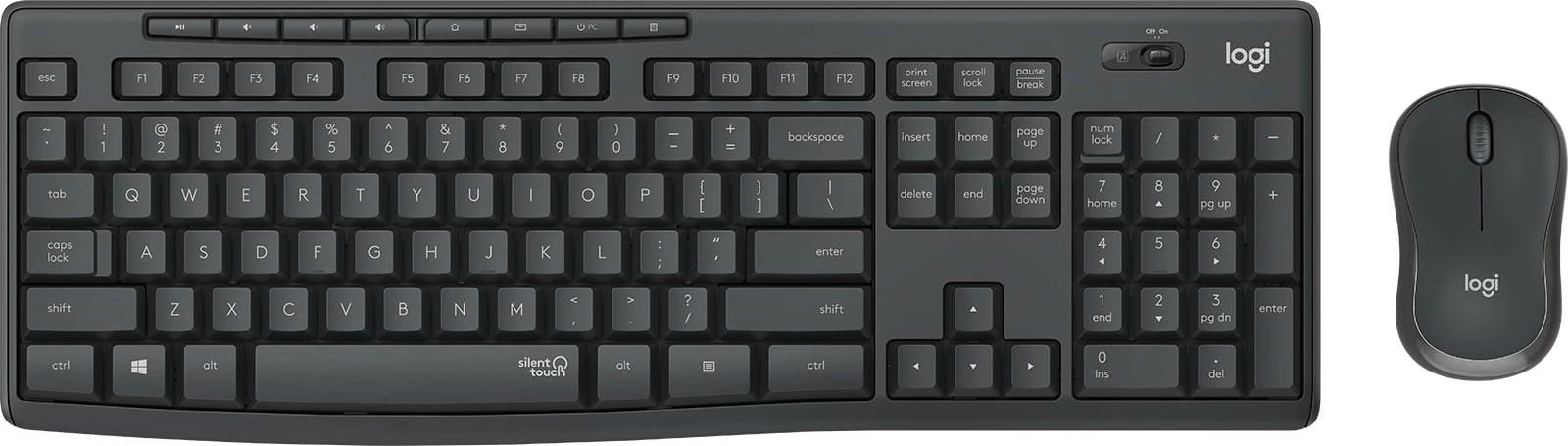 Kombo wireless Logitech MK295 Silent, Full-size (100%), USB, QWERTZ, Grafit, Maus i përfshirë