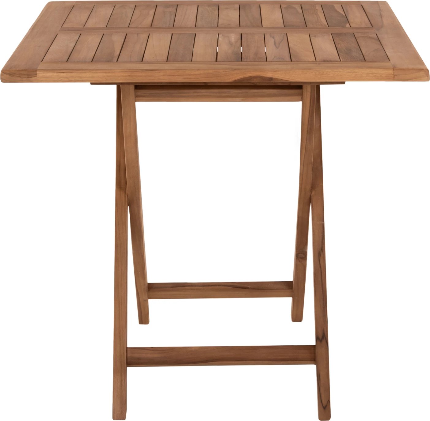 Tavolinë katrore për ngrënie jashtë, e palosshme, dru teak, ngjyrë natyrale, KENDALL FH9544, 80x80x75 cm