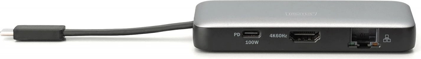 Docking station Digitus DA-70916, 7 porta, USB Type-C, HDMI 4K/60Hz, PD 3.0, e zezë/gri