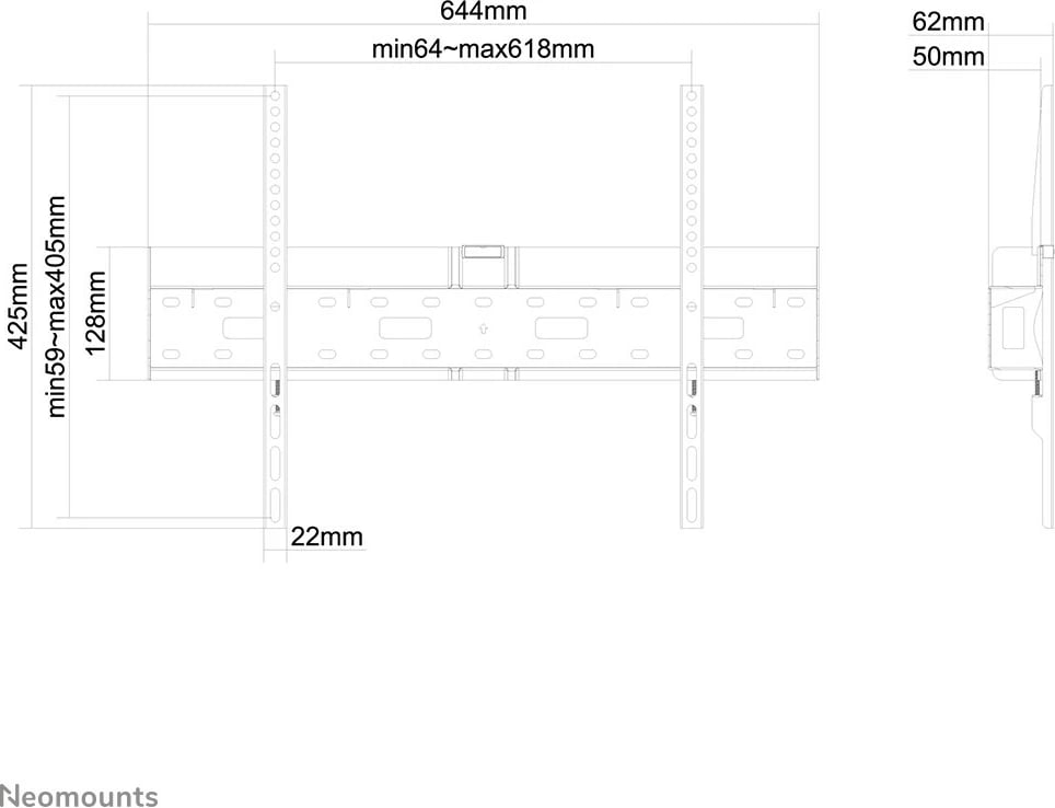 Mbajtëse muri për TV Neomounts LFD-W1640MP, fiks, 37-75 inç, çelik, e zezë