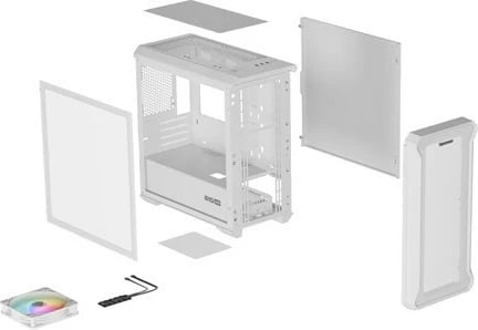 Kasë Natec Genesis IRID 503 ARGB LITE, Micro Tower, ARGB, e bardhë Kasë Natec Genesis IRID 503 ARGB LITE, Micro Tower, ARGB, e bardhë