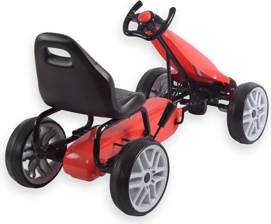 Go-kart me pedale, Milly Mally Power, rrota EVA, frenë dore, ulëse e rregullueshme, 3+, e kuqe