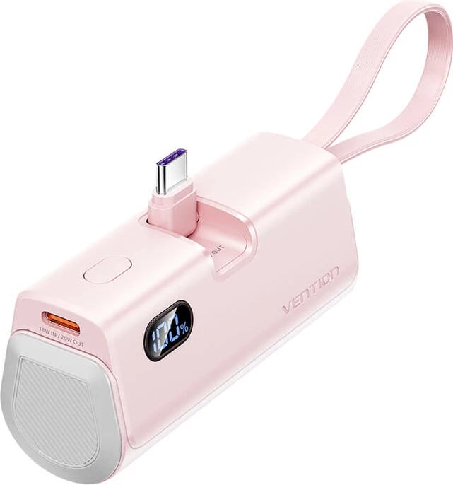 Powerbank Vention FHQP0, 4800mAh, 22.5W, LED display, rozë