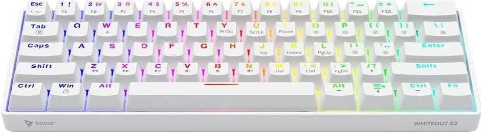 Tastierë mekanike Savio Whiteout X2, RGB, 61 taste, e bardhë