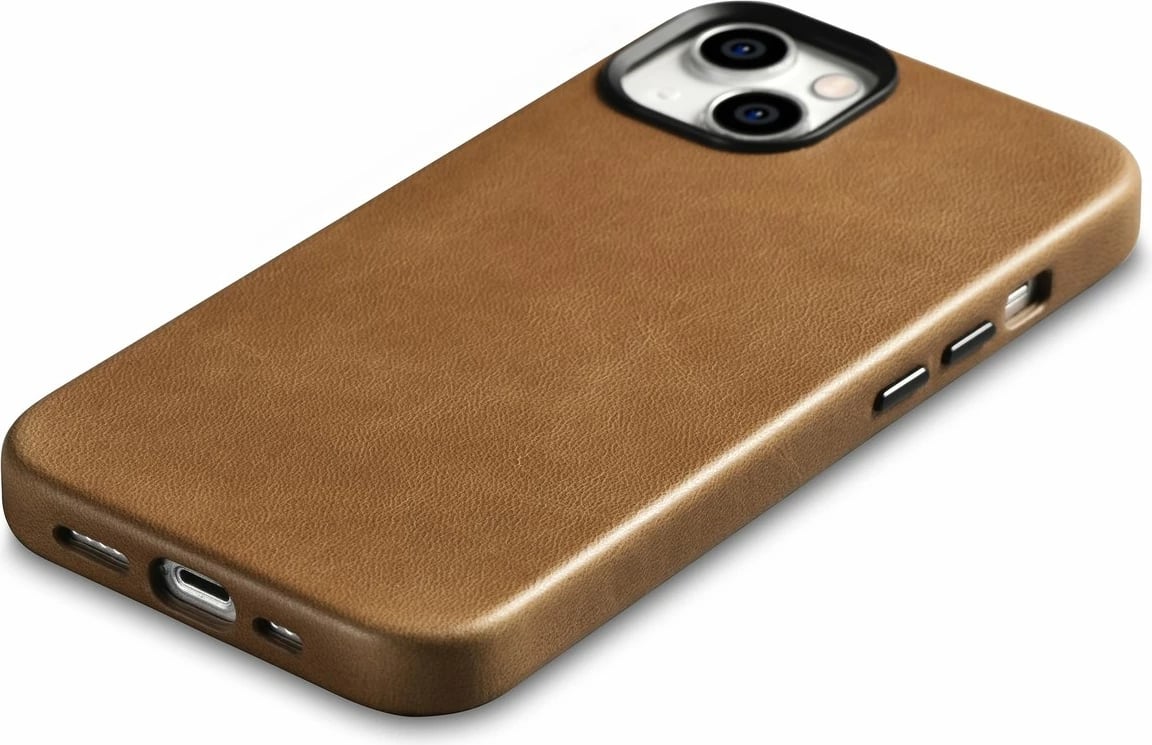 Mbështjellës iCarer Oil Wax Premium Leather Case për iPhone 14 Plus me MagSafe, Kafe