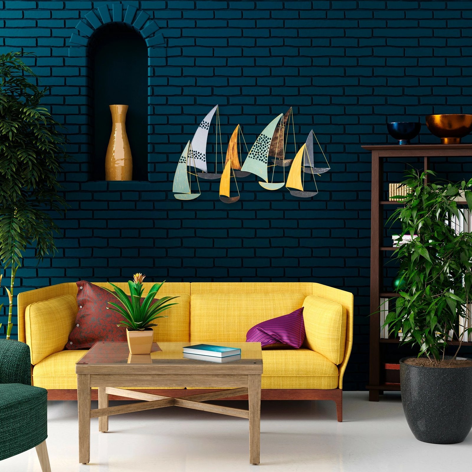 Aksesor dekorativ metalik për mur Wallity, Yavuz, shumëngjyrësh, 111x70x8cm