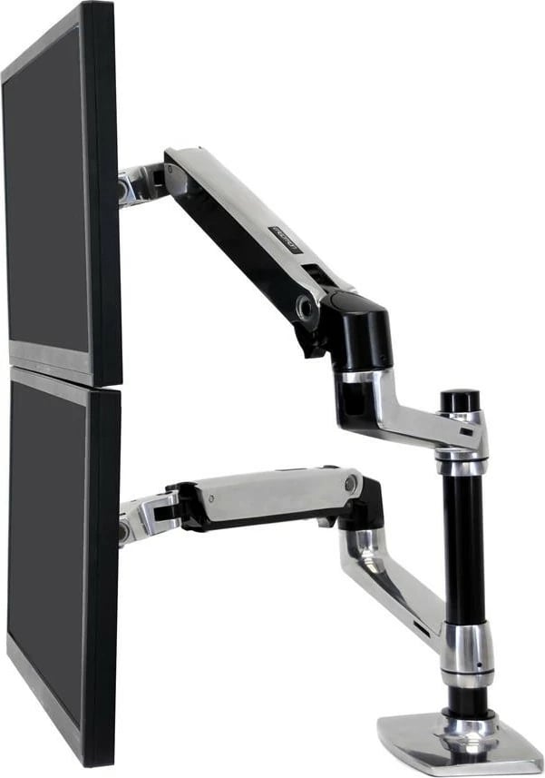 Krah monitori Ergotron LX Dual Stacking, 2 ekrane, 24 inch, rregullim lartësie, ngjyrë argjendtë