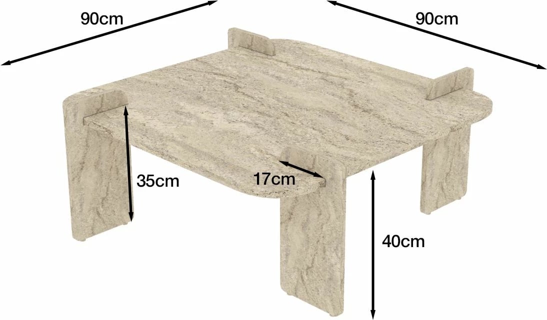 Tavolinë kafeje, Skye Decor, ngjyrë travertine, 90x90x35cm
