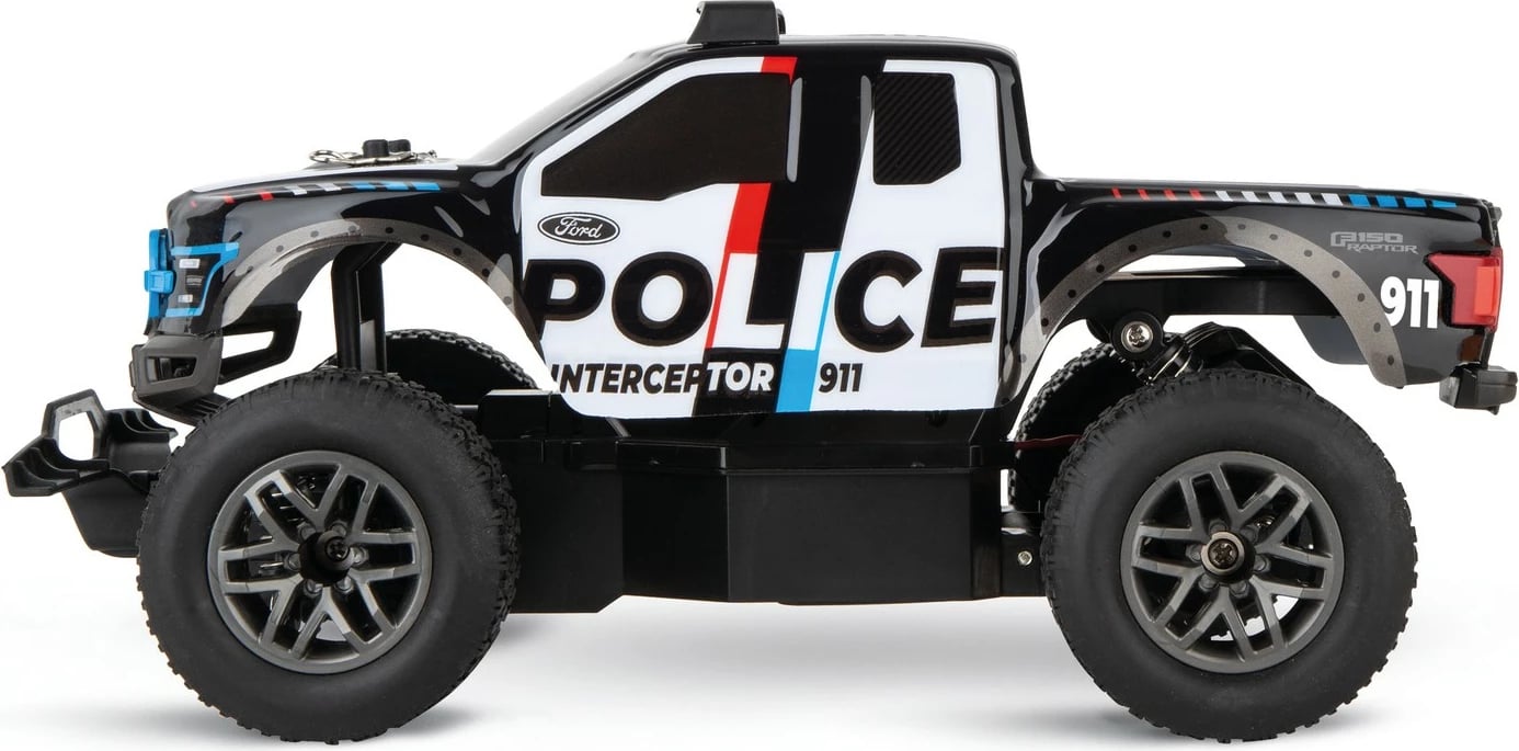 Makine lodër Carrera Ford F-150 Raptor Police RC, 2.4GHz, offroad, 20 min bateri, zi/bardh/blu