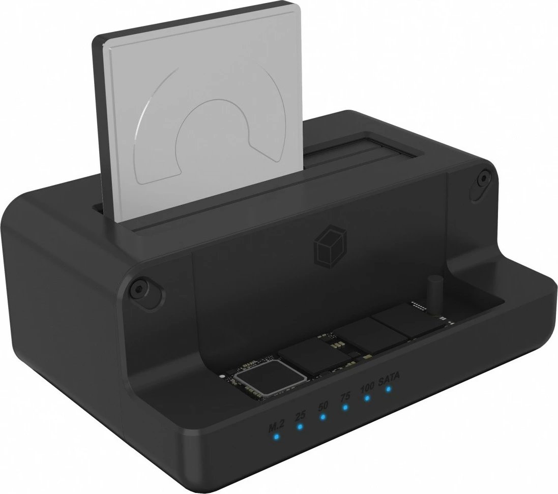 Docking station IcyBox IB-2914MSCL-C31 për SSD/HDD 2.5''/3.5'' dhe M.2 NVMe, e zezë