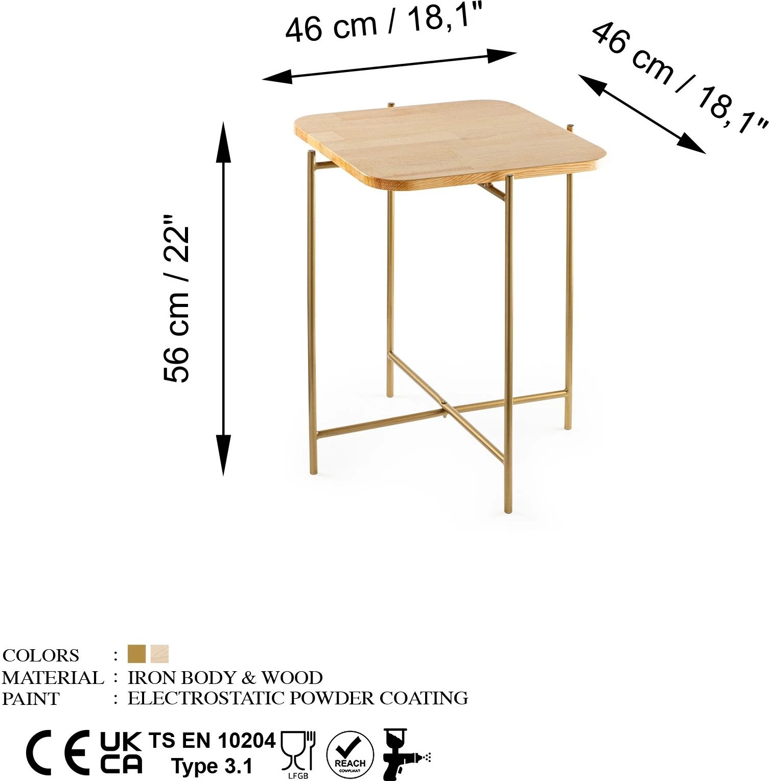 Tavolinë kafeje Hanah Home, SHB-005-A, ngjyrë ari dhe natyrale