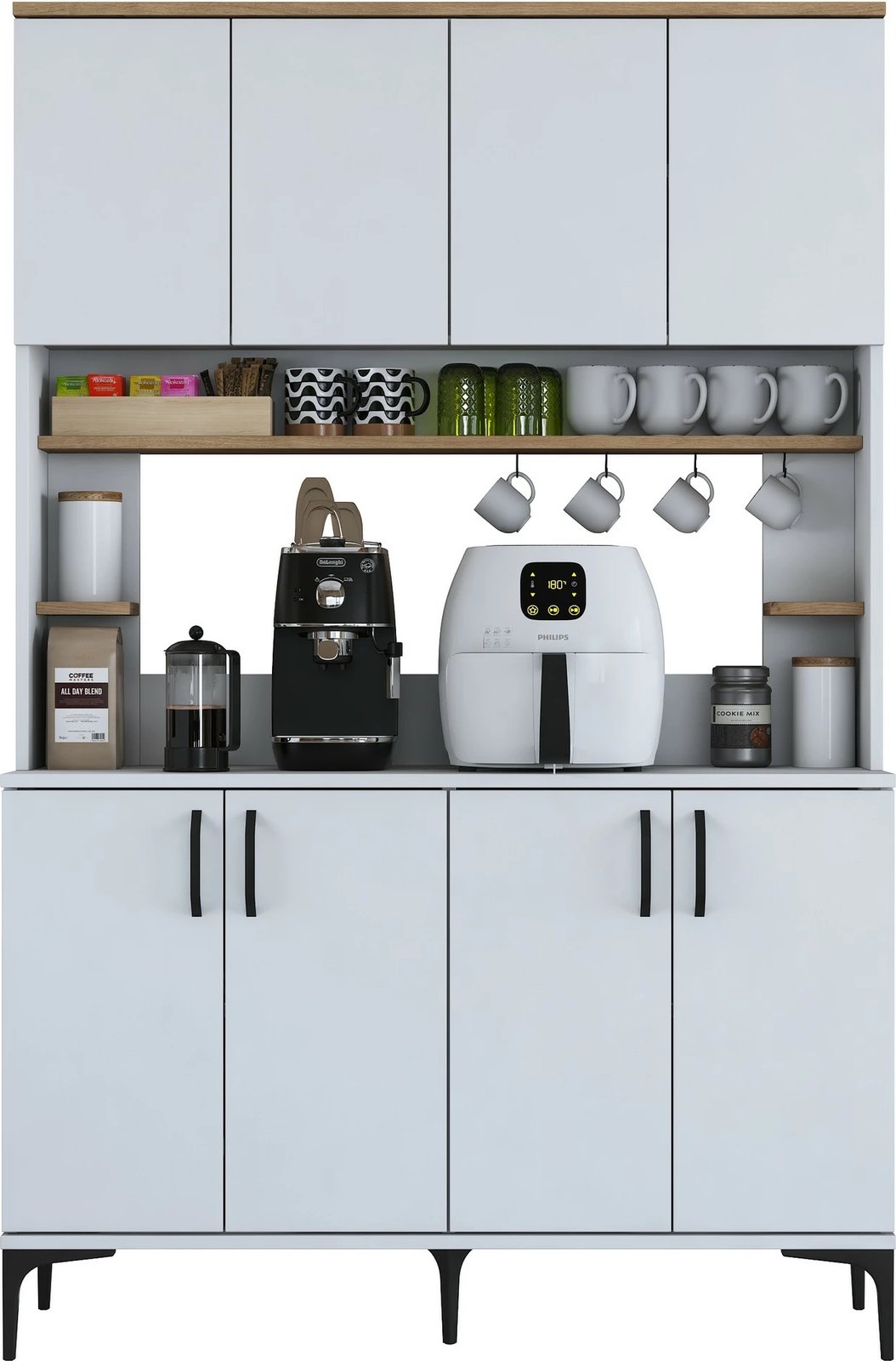 Dollap multifunksional Hanah Home, JE176 - 3291, ngjyrë e bardhë dhe arre