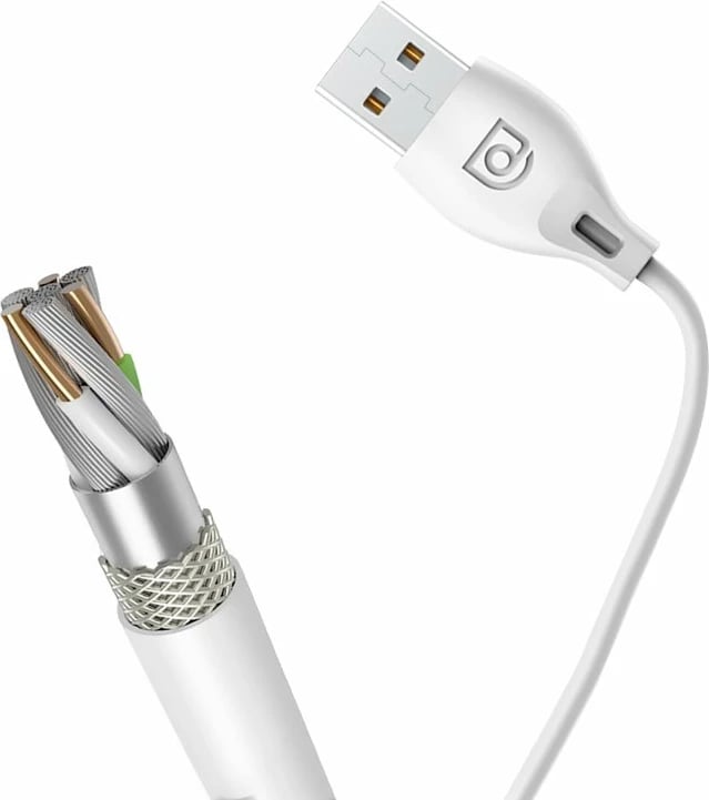 Kabllo Dudao L4T, USB në Type-C, 2m, 2.1A, e bardhë