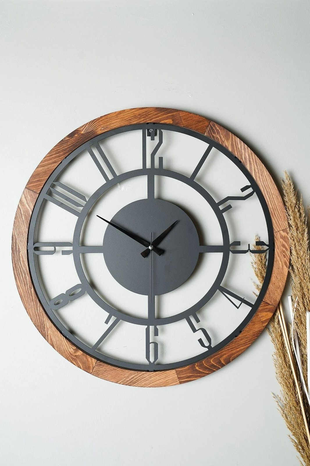 Orë muri dekorative metalike Wallity, Myk1197-10, ngjyrë arre dhe e zezë, 55x55cm