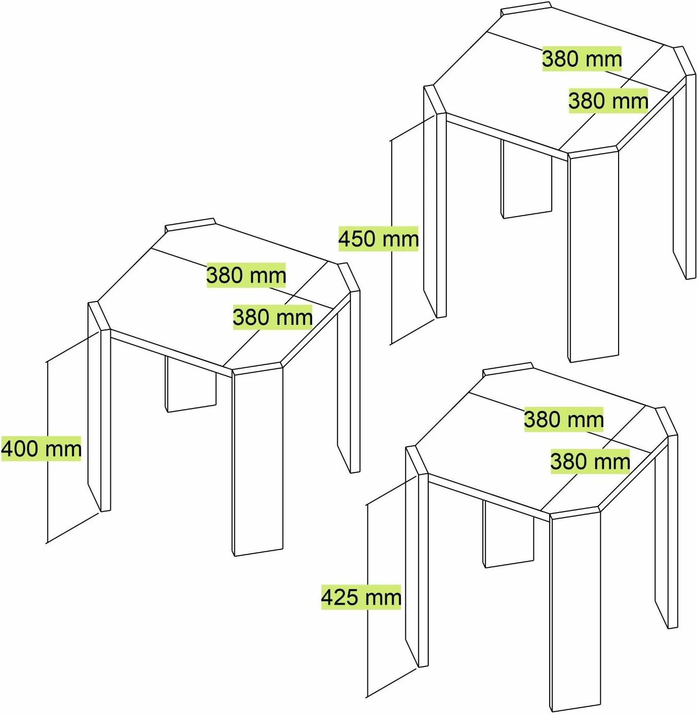 Set tavolinash ndihmëse, 3 copë, ngjyrë travertine, Skye Decor Azra