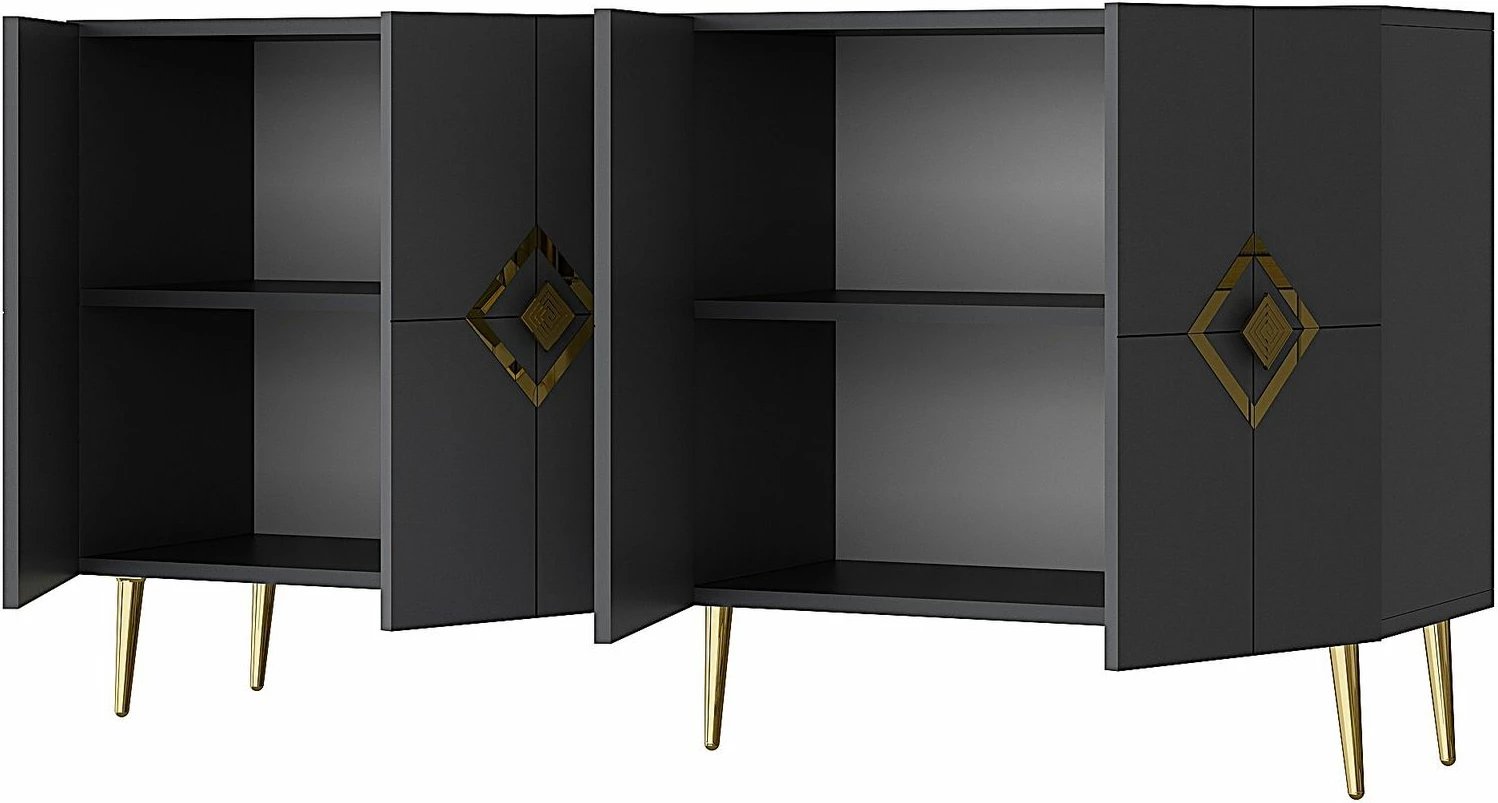 Konsol Skye Decor, ngjyrë antracit dhe ari, KB150