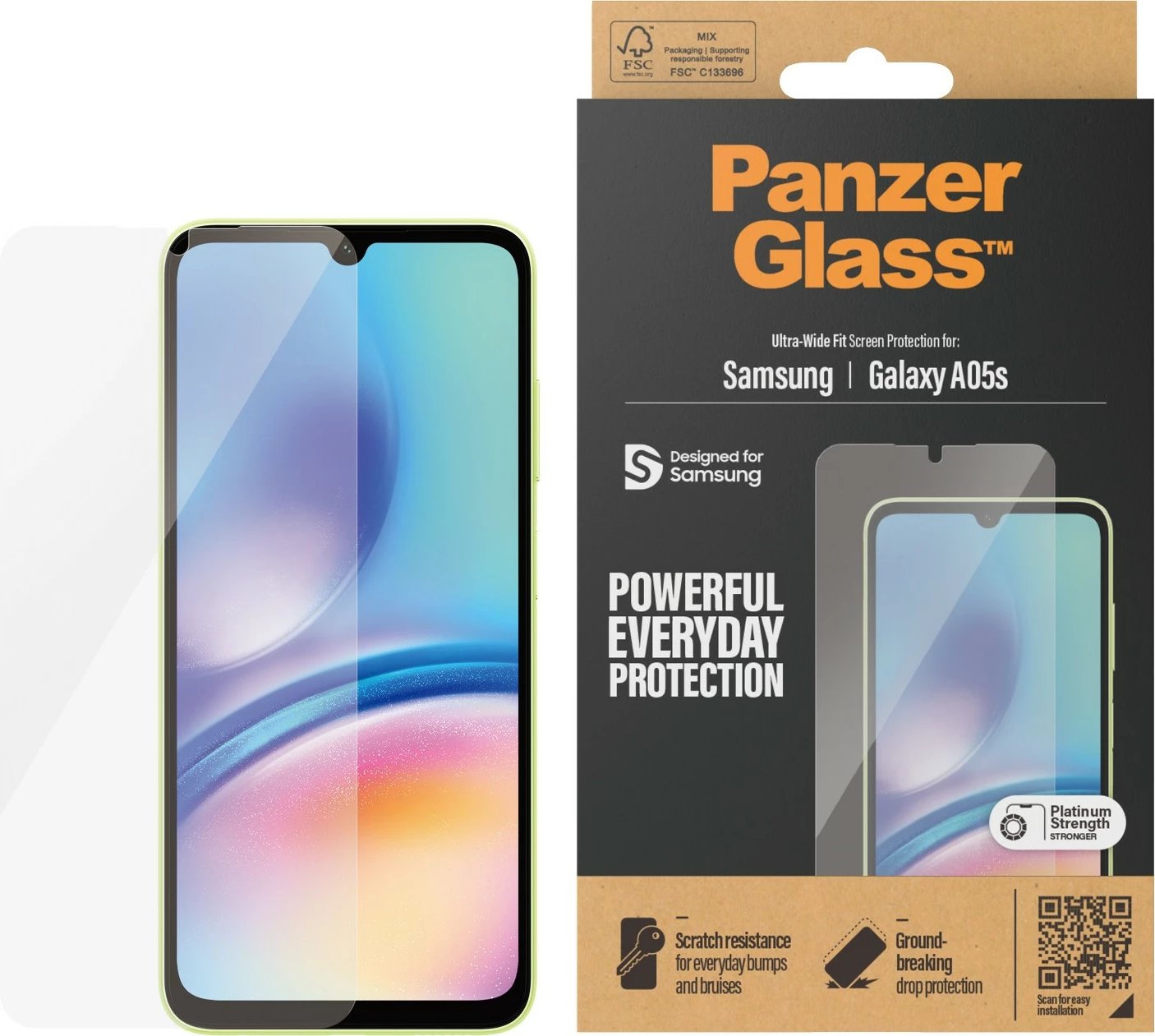 Mbrojtës ekrani PanzerGlass për Samsung Galaxy A05s, transparent