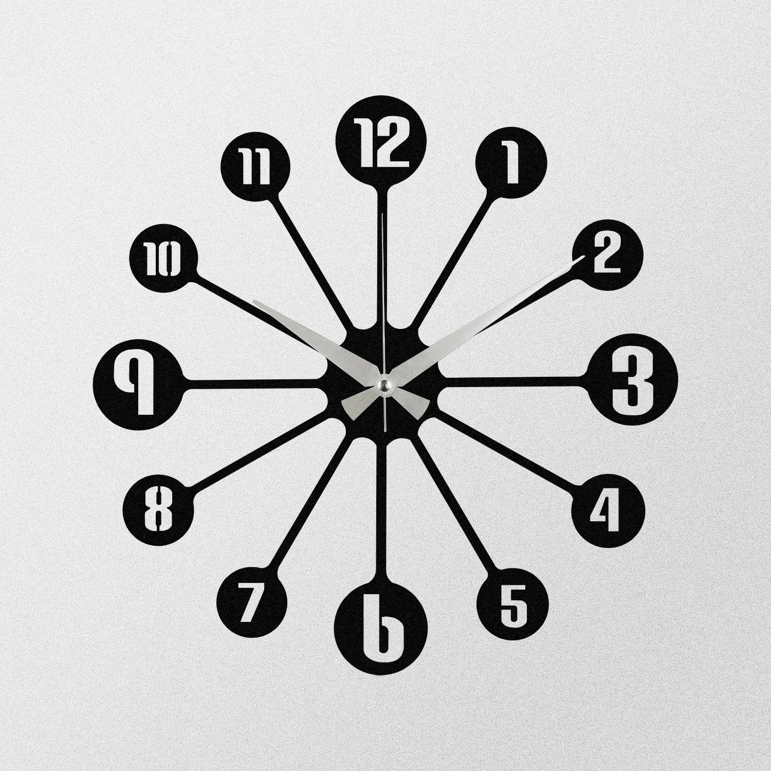 Orë muri dekorative prej metali, Wallity Enzoclock - S014, e zezë, 48x48cm