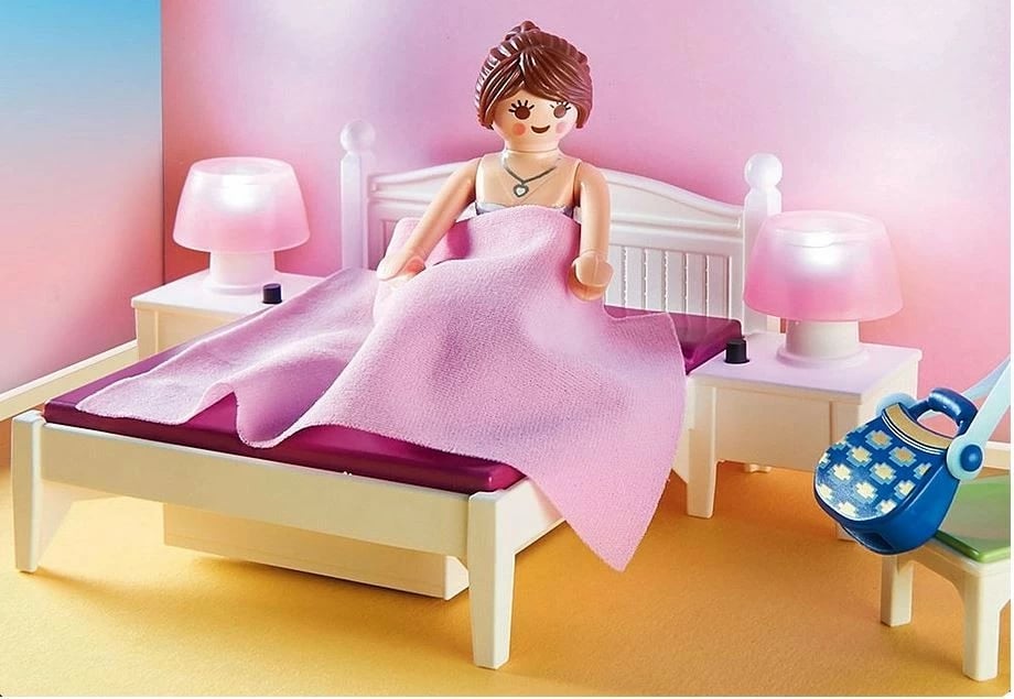 Set lodrash Playmobil Dollhouse 70208, dhomë gjumi me kënd për qepje, 67 pjesë