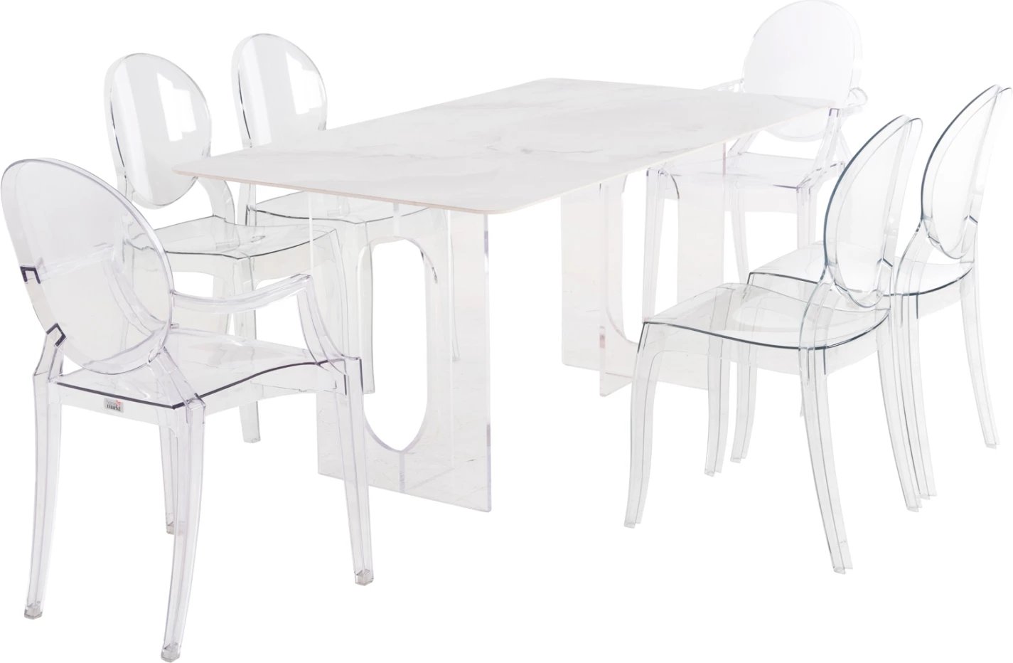 Tavolinë me karrige 7 pjesë, FH11959, tavolinë AETHER, 2 karrige me krahë & 4 karrige ARAMIS