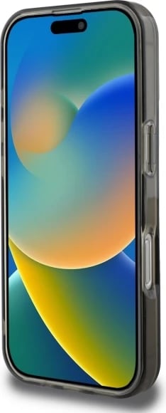 Mbështjellës Guess IML Glitter Circle MagSafe për iPhone 16 Pro Max, i zi