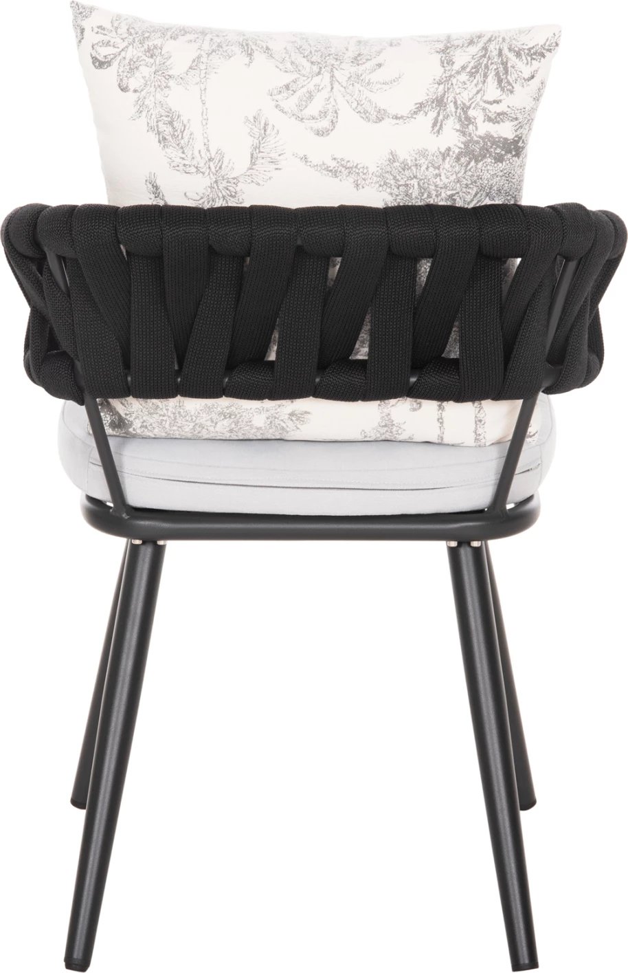 Karrige alumini CAMDEN FH6141.01 jastëk mbrapa ngjyrë ecru me dizajn print-antracit 56x60x72-87Hcm