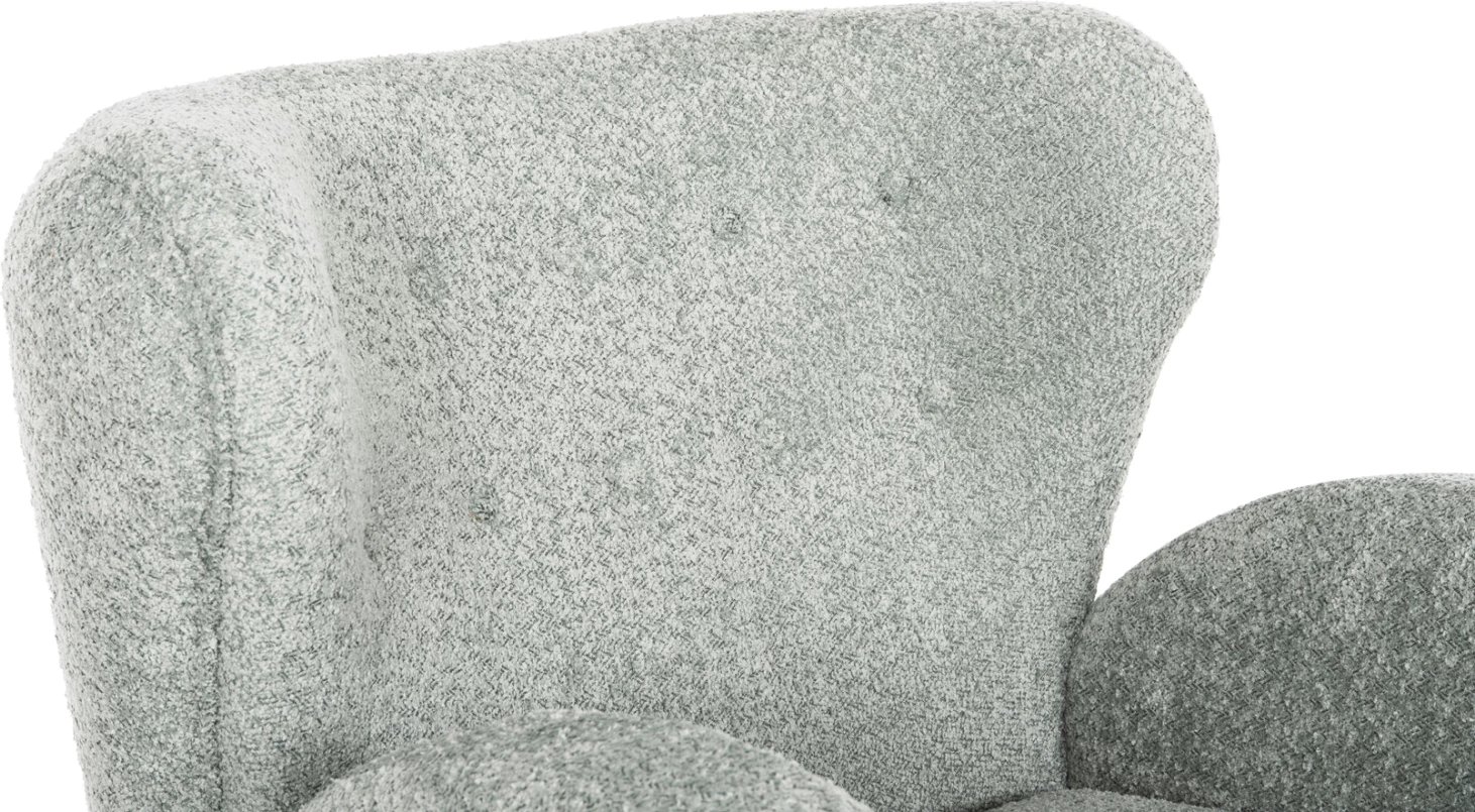 Fotelje KRYLY FH9593.05, ngjyrë jeshile bizele, pëlhurë boucle, këmbë druri të zeza, 83x87x89H cm