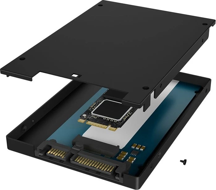 Kasë SSD ICY BOX IB-M2S253, M.2 në 2.5'', SATA, 6 Gbit/s, e zezë