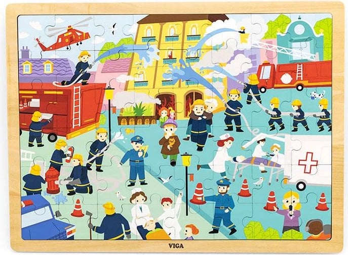 Puzzle druri, Viga, Firefighters, 48 copa, multingjyrësh