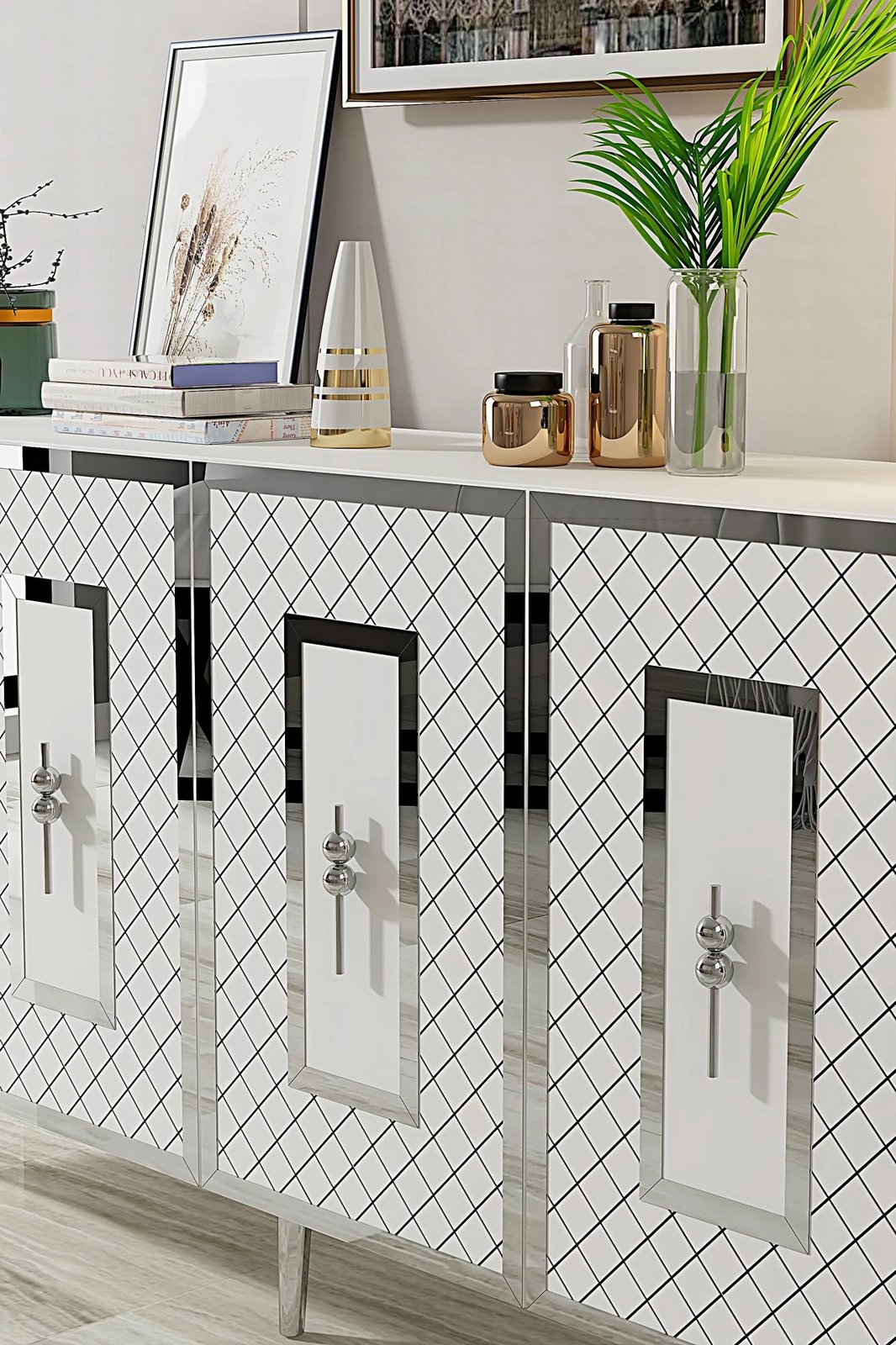 Konsol Skye Decor, Puma 150, e bardhë, argjend